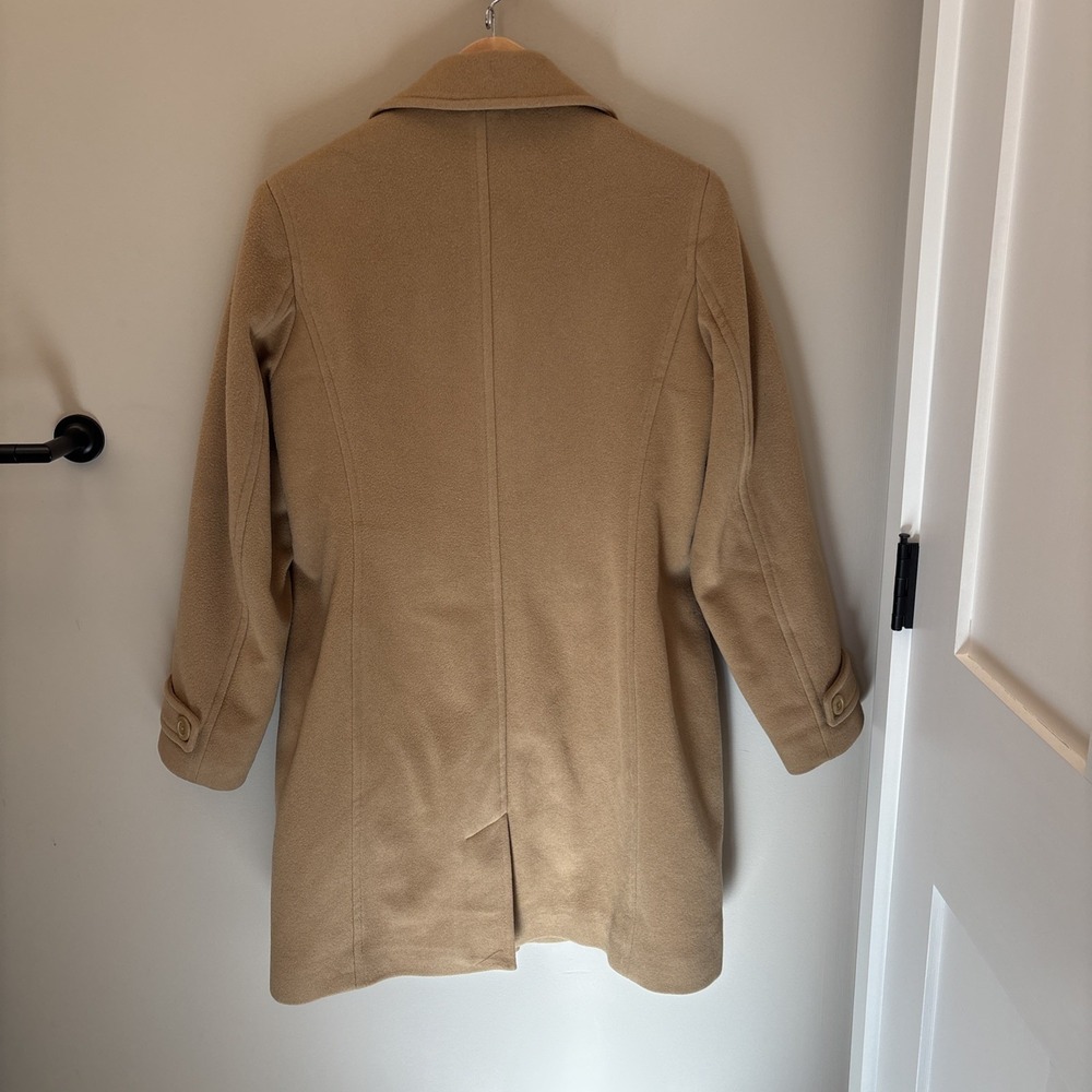 L.L. Bean Lambs Wool Classic Polo Coat Women's 8 Beige 3/4 Length Bellandi - Picture 13 of 16